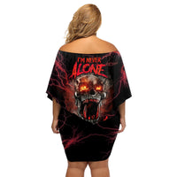 I'm Never Alone Skull Demon Family Matching Off Shoulder Short Dress and Hawaiian Shirt - Wonder Print Shop