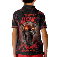 I'm Never Alone Skull Demon Kid Polo Shirt - Wonder Print Shop