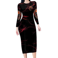 I'm Never Alone Skull Demon Long Sleeve Bodycon Dress - Wonder Print Shop