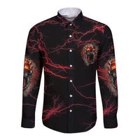 I'm Never Alone Skull Demon Long Sleeve Button Shirt - Wonder Print Shop