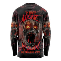 I'm Never Alone Skull Demon Long Sleeve Shirt - Wonder Print Shop