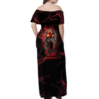 I'm Never Alone Skull Demon Off Shoulder Maxi Dress - Wonder Print Shop