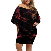 I'm Never Alone Skull Demon Off Shoulder Short Dress - Wonder Print Shop