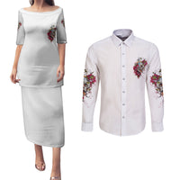 You Inspire My Inner Serial K Skull Rose Couples Matching Puletasi Dress and Long Sleeve Button Shirt - Wonder Print Shop