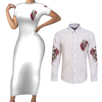 You Inspire My Inner Serial K Skull Rose Couples Matching Short Sleeve Bodycon Dress and Long Sleeve Button Shirt - Wonder Print Shop