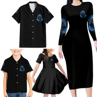 When I Was Born Reaper Fire Blue Family Matching Long Sleeve Bodycon Dress and Hawaiian Shirt - Wonder Print Shop