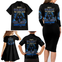 When I Was Born Reaper Fire Blue Family Matching Long Sleeve Bodycon Dress and Hawaiian Shirt - Wonder Print Shop