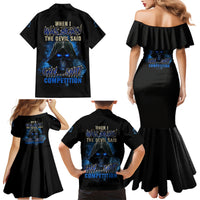 When I Was Born Reaper Fire Blue Family Matching Mermaid Dress and Hawaiian Shirt - Wonder Print Shop