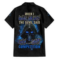 When I Was Born Reaper Fire Blue Family Matching Summer Maxi Dress and Hawaiian Shirt - Wonder Print Shop