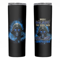 When I Was Born Reaper Fire Blue Skinny Tumbler - Wonder Print Shop