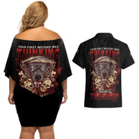 Your First Mistake Was Thingking Couples Matching Off Shoulder Short Dress and Hawaiian Shirt - Wonder Print Shop