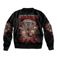 Your First Mistake Was Thingking Sleeve Zip Bomber Jacket - Wonder Print Shop