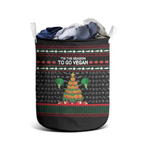 Vegan Christmas Laundry Basket with Tis the Season to Go Vegan Quote and Vegetable Tree - Wonder Print Shop
