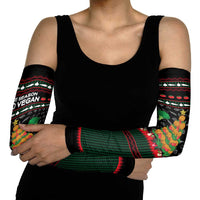 Vegan Christmas Arm Sleeves with Tis the Season to Go Vegan Quote and Vegetable Tree - Wonder Print Shop