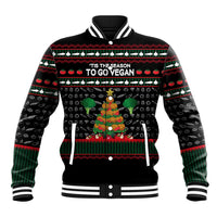 Vegan Christmas Baseball Jacket with Tis the Season to Go Vegan Quote and Vegetable Tree - Wonder Print Shop