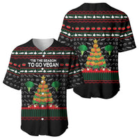 Vegan Christmas Baseball Jersey with Tis the Season to Go Vegan Quote and Vegetable Tree - Wonder Print Shop