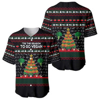 Vegan Christmas Baseball Jersey with Tis the Season to Go Vegan Quote and Vegetable Tree - Wonder Print Shop