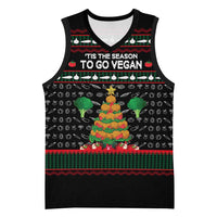 Vegan Christmas Basketball Jersey with Tis the Season to Go Vegan Quote and Vegetable Tree - Wonder Print Shop