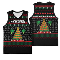 Vegan Christmas Basketball Jersey with Tis the Season to Go Vegan Quote and Vegetable Tree - Wonder Print Shop