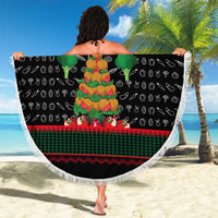 Vegan Christmas Beach Blanket with Tis the Season to Go Vegan Quote and Vegetable Tree - Wonder Print Shop
