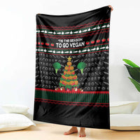 Vegan Christmas Blanket with Tis the Season to Go Vegan Quote and Vegetable Tree - Wonder Print Shop