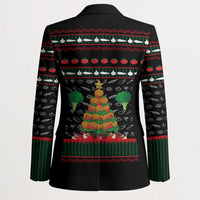 Vegan Christmas Blazer with Tis the Season to Go Vegan Quote and Vegetable Tree - Wonder Print Shop