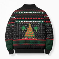 Vegan Christmas Bomber Puffer Jacket with Tis the Season to Go Vegan Quote and Vegetable Tree - Wonder Print Shop