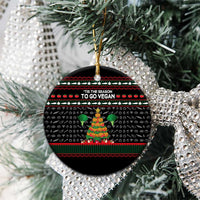 Vegan Christmas Ceramic Ornament with Tis the Season to Go Vegan Quote and Vegetable Tree - Wonder Print Shop