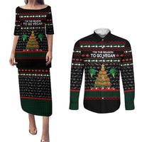 Vegan Christmas Couples Matching Puletasi and Long Sleeve Button Shirt with Tis the Season to Go Vegan Quote and Vegetable Tree - Wonder Print Shop