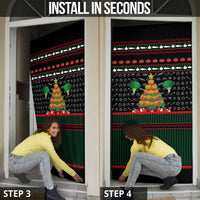 Vegan Christmas Door Cover with Tis the Season to Go Vegan Quote and Vegetable Tree - Wonder Print Shop