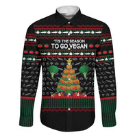 Vegan Christmas Family Matching Long Sleeve Bodycon Dress and Hawaiian Shirt with Tis the Season to Go Vegan Quote and Vegetable Tree - Wonder Print Shop