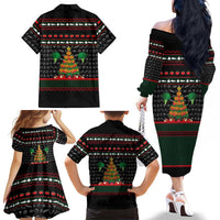 Vegan Christmas Family Matching Off The Shoulder Long Sleeve Dress and Hawaiian Shirt with Tis the Season to Go Vegan Quote and Vegetable Tree - Wonder Print Shop