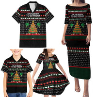 Vegan Christmas Family Matching Puletasi and Hawaiian Shirt with Tis the Season to Go Vegan Quote and Vegetable Tree - Wonder Print Shop