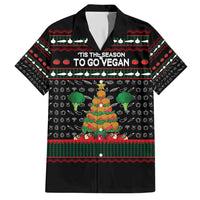 Vegan Christmas Hawaiian Shirt with Tis the Season to Go Vegan Quote and Vegetable Tree - Wonder Print Shop