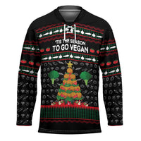 Vegan Christmas Hockey Jersey with Tis the Season to Go Vegan Quote and Vegetable Tree - Wonder Print Shop