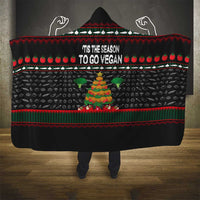 Vegan Christmas Hooded Blanket with Tis the Season to Go Vegan Quote and Vegetable Tree - Wonder Print Shop