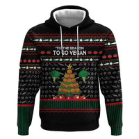Vegan Christmas Hoodie with Tis the Season to Go Vegan Quote and Vegetable Tree - Wonder Print Shop