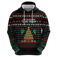 Vegan Christmas Hoodie with Tis the Season to Go Vegan Quote and Vegetable Tree - Wonder Print Shop