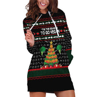 Vegan Christmas Hoodie Dress with Tis the Season to Go Vegan Quote and Vegetable Tree - Wonder Print Shop