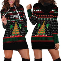 Vegan Christmas Hoodie Dress with Tis the Season to Go Vegan Quote and Vegetable Tree - Wonder Print Shop