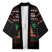 Vegan Christmas Kimono with Tis the Season to Go Vegan Quote and Vegetable Tree - Wonder Print Shop