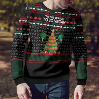 Vegan Christmas Ugly Christmas Sweater with Tis the Season to Go Vegan Quote and Vegetable Tree - Wonder Print Shop