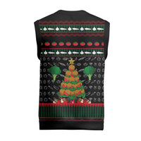 Vegan Christmas Knitted V-Neck Vest with Tis the Season to Go Vegan Quote and Vegetable Tree - Wonder Print Shop