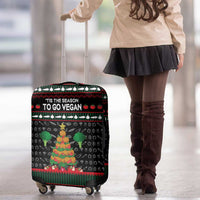 Vegan Christmas Luggage Cover with Tis the Season to Go Vegan Quote and Vegetable Tree - Wonder Print Shop