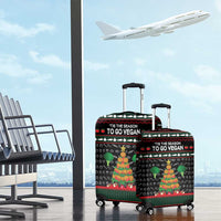 Vegan Christmas Luggage Cover with Tis the Season to Go Vegan Quote and Vegetable Tree - Wonder Print Shop