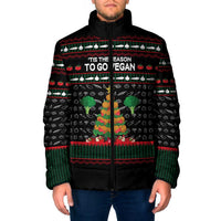 Vegan Christmas Padded Jacket with Tis the Season to Go Vegan Quote and Vegetable Tree - Wonder Print Shop