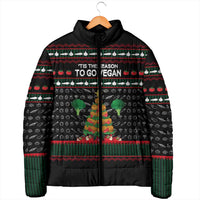 Vegan Christmas Padded Jacket with Tis the Season to Go Vegan Quote and Vegetable Tree - Wonder Print Shop