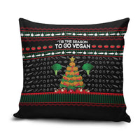 Vegan Christmas Pillow Cover with Tis the Season to Go Vegan Quote and Vegetable Tree - Wonder Print Shop