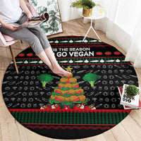 Vegan Christmas Round Carpet with Tis the Season to Go Vegan Quote and Vegetable Tree - Wonder Print Shop