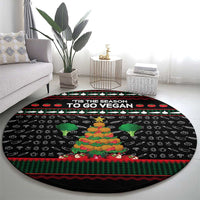 Vegan Christmas Round Carpet with Tis the Season to Go Vegan Quote and Vegetable Tree - Wonder Print Shop